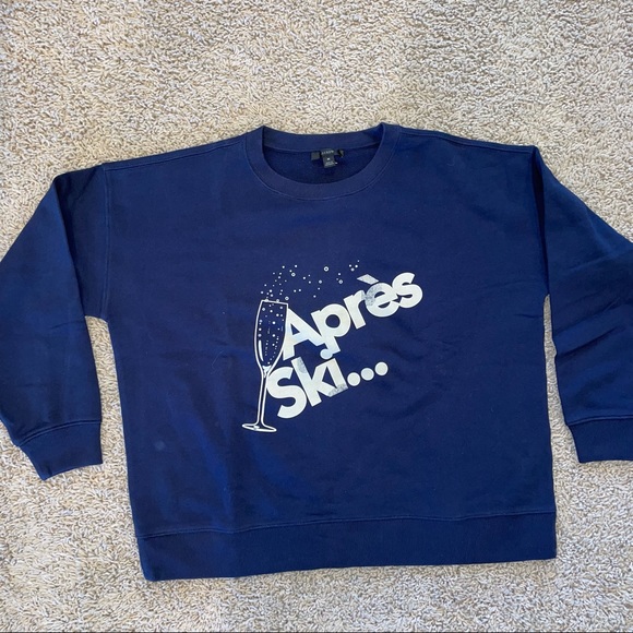 J. Crew Tops - J Crew University Terry "Après Ski" Sweatshirt Navy Size Medium